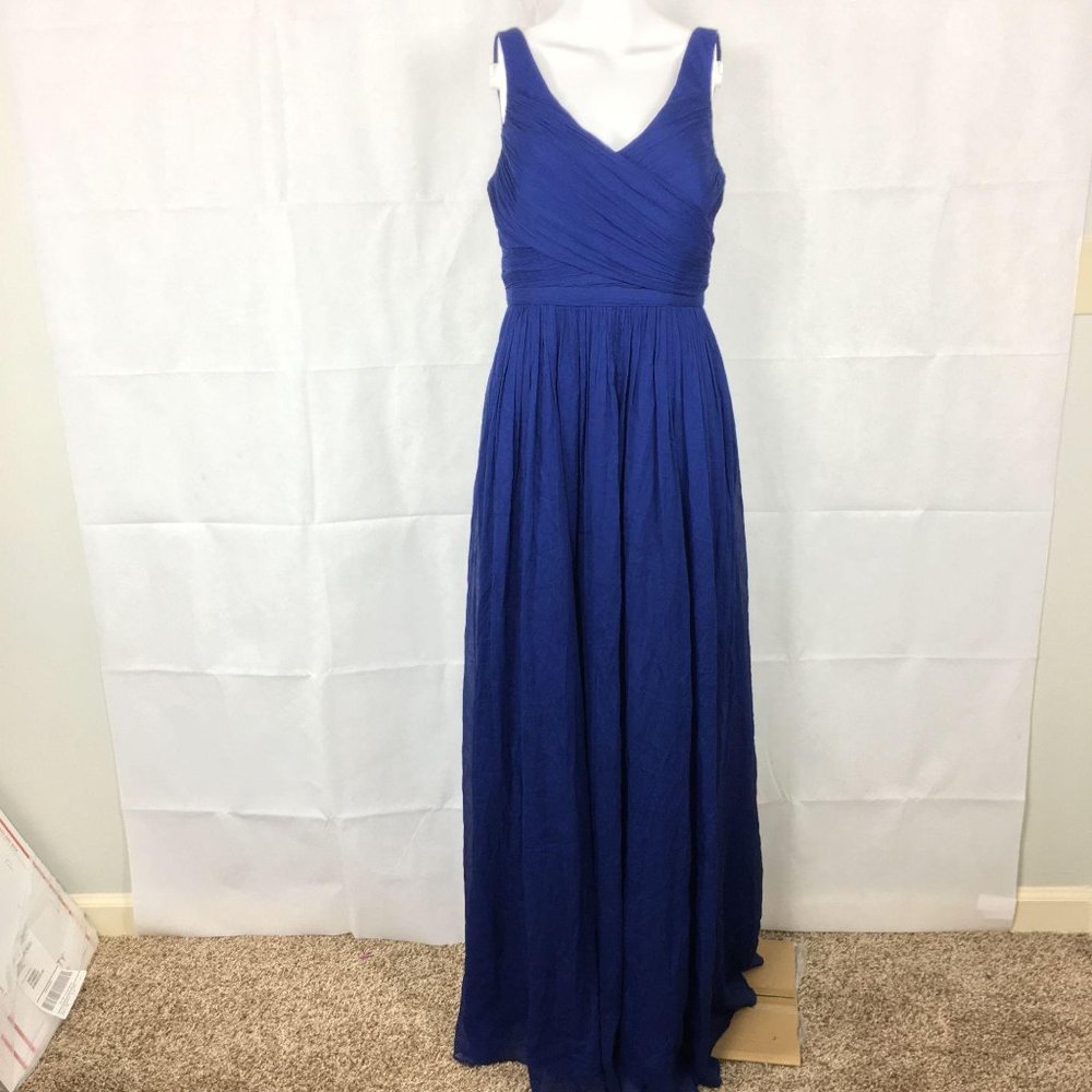 J Crew Heidi Silk Chiffon Navy Blue Gown Sz 6 New